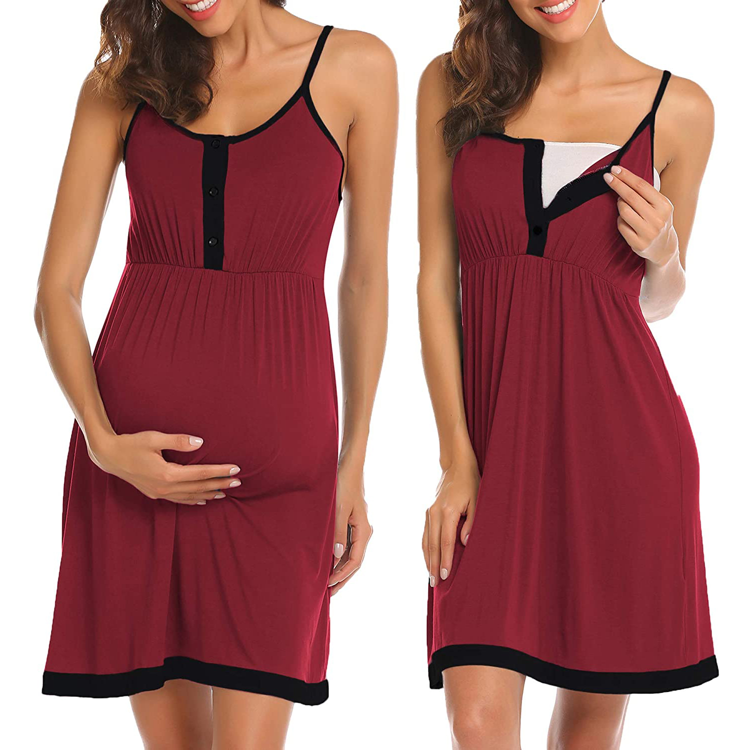 Maternity Cami Color block Knee length H Sleeveless Nursing Dress