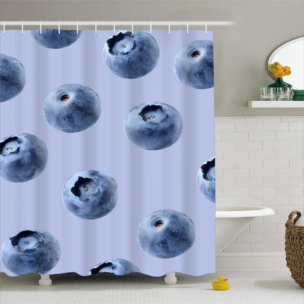 blueberry/tomato hanging curtain waterproof mold proof polyester shower curtain for home bathroom block the view 1 piece 180x180