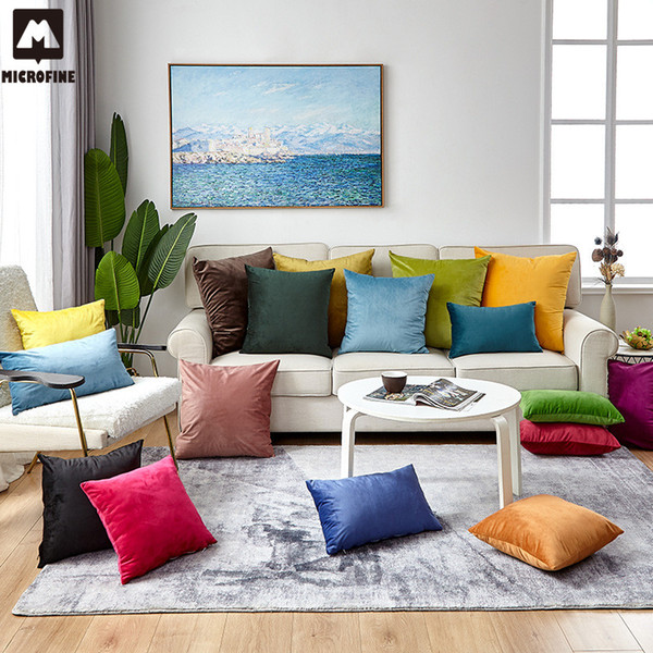microfine velvet cushion cover decorative pillows for living room sofa home decor kussenhoes blue housse de coussin
