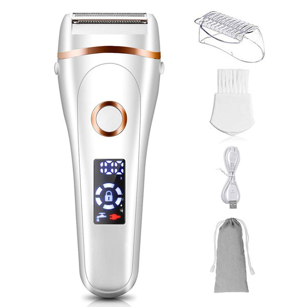 electric razor for women, lady electric shaver- wet and dry rechargeable body hair bikini trimmer with led display for arm, bikini line, leg