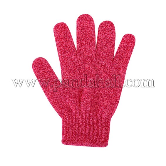 Nylon Scrub Gloves, Exfoliating Gloves, for Shower, Spa and Body Scrubs, Red, 185x150mm