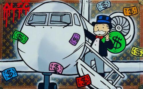 alec monopoly oil painting on canvas graffiti art private airplane home decor handpainted &hd print wall art canvas large pictures 191025