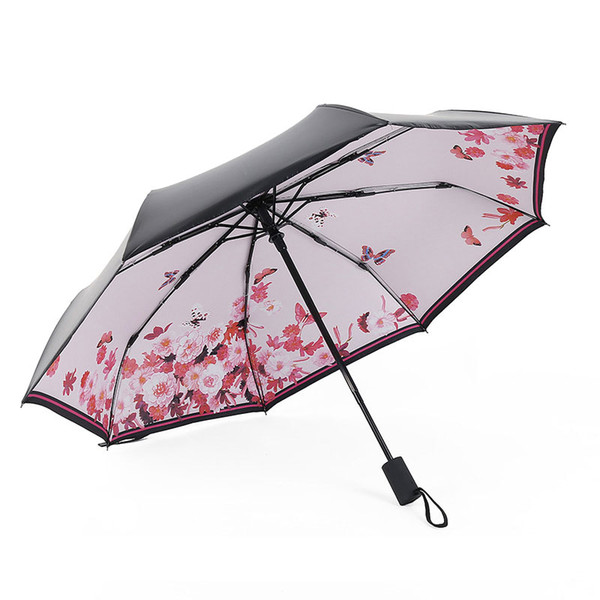 new umbrella rain women fully-automatic umbrella anti uv parasol ultral-light 3 folding for travel meteor showers