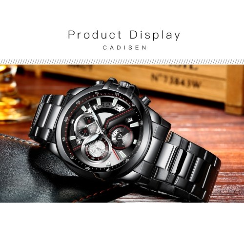Cadisen Watch Men Sport Chronograph Clock Quartz Wristwatch Business Waterproof Watch Men