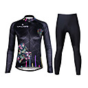 ILPALADINO Women's Long Sleeve Cycling Jersey with Tights Winter Lycra Polyester Black Purple Yellow Plus Size Bike Clothing Suit Breathable 3D Pad Quick Dry Ultraviolet Resistant Reflective Strips