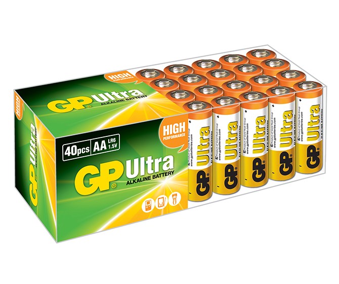GP Ultra Alkaline AA Batteries LR6 MN1500 - Extra Value Bulk 40 Pack