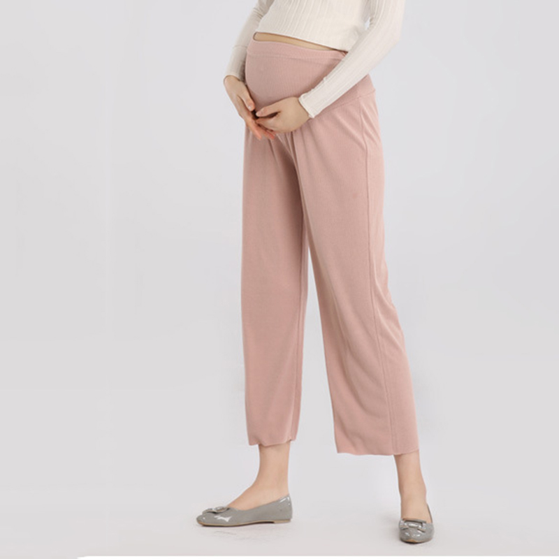 Casual Solid Maternity Wide Leg Pants