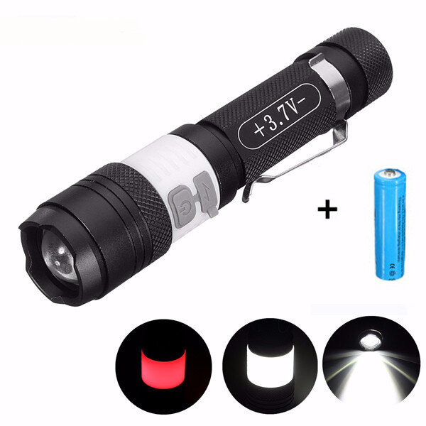 ElfelandT6 3Modes 2000LM USB Rechargeable Zoomable LED Flashlight+18650