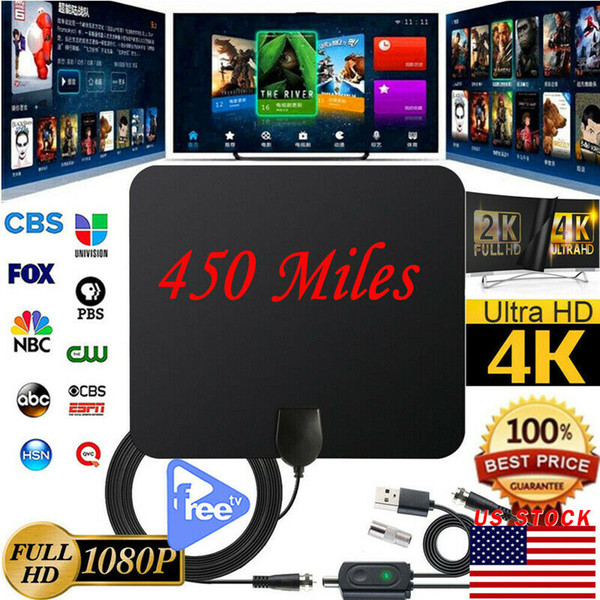 450 miles clear indoor digital tv hdtv antenna 2019 latest uhf/vhf/1080p 4k