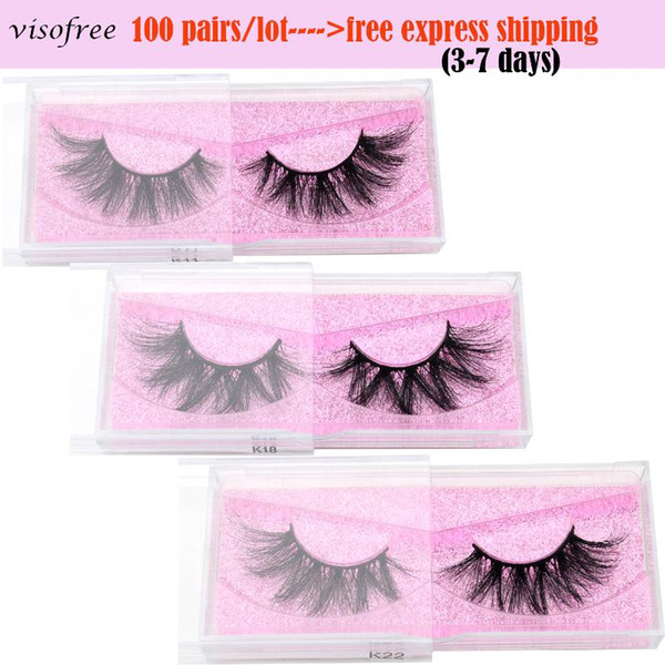 100 pairs dhl viso5d mink eyelashes 100% cruelty mink lashes fluffy natural false eyelashes long makeup