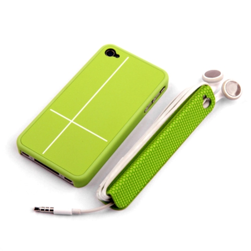 Magnetische Adsorption Smart Stand Schutzhülle Cover für iPhone 4 4 s Multifunktions Halter Kopfhörer Spule Winder grün