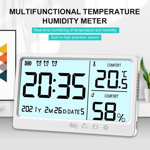 Multifunktionales Temperatur- und Feuchtigkeitsmessgerät Hochpräzises Thermo-Hygrometer mit Hintergrundbeleuchtung