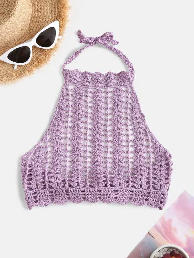 High Neck Crocheted Bikini Top