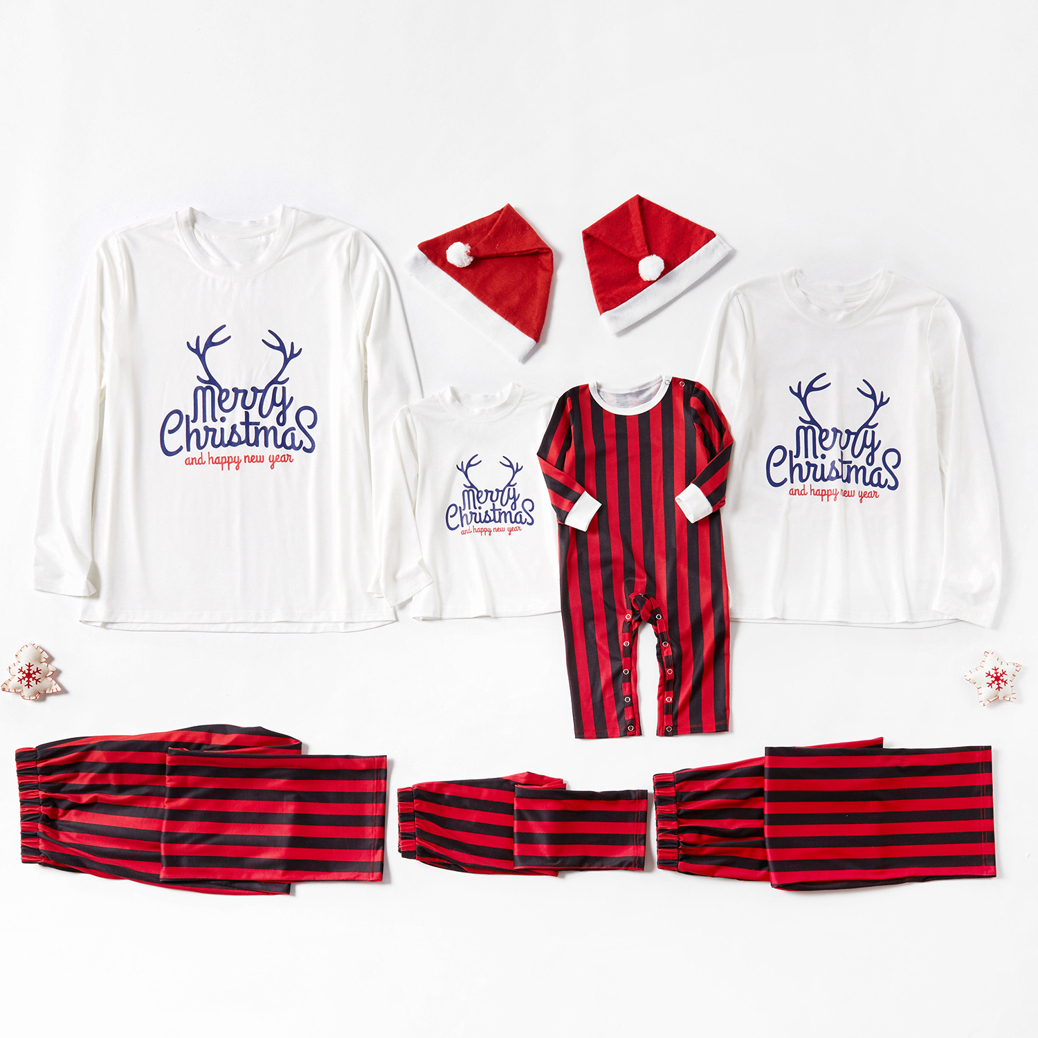 Merry Christmas Red Stripe Family Matching Pajamas Sets