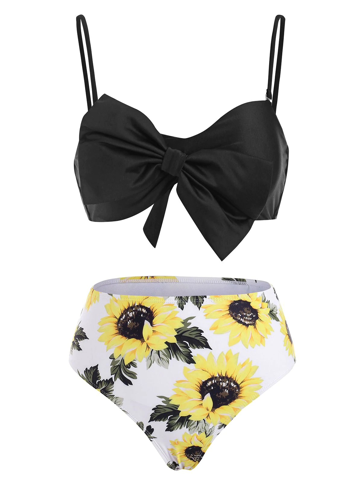Sunflower Bowknot Knotted High Rise Bikini Swimwear