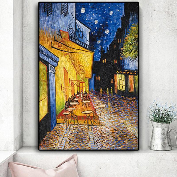 famous van gogh cafe terrace at night oil painting wall art pictures painting wall art for living room home decor (no frame)