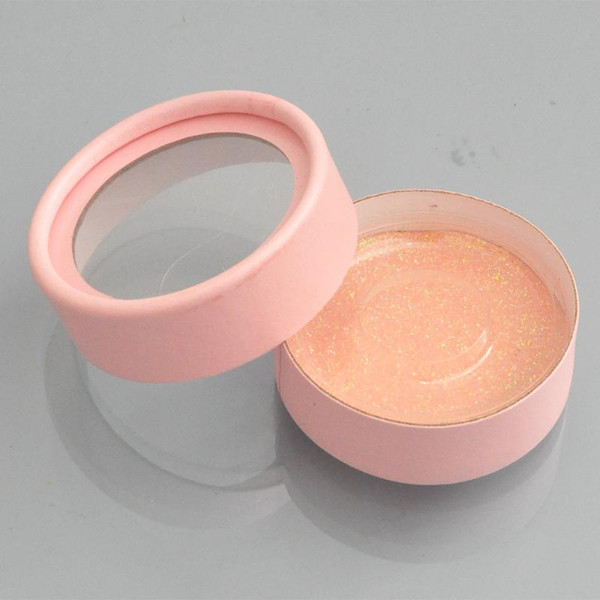 wholesale round eyelash packaging box lash boxes packaging custom faux cils 3d mink eyelashes pink circle case bulk vendor