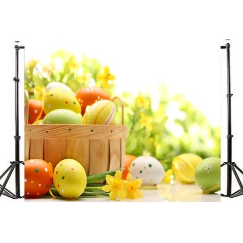 Pâques Thème Photographie Fond Oeufs Lapin Fleurs Prairie Bébé Enfant Photo Décors Pour Studio Photo