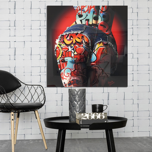 pop graffiti ass art canvas painting colorful posters and prints wall art for living room home decor (no frame)