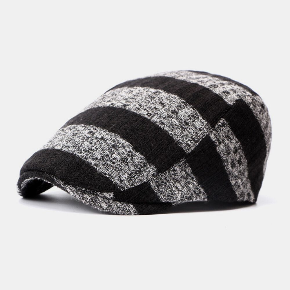 Männer Baumwolle Streifen Muster Sunvisor Casual Fashion Forward Hut Baskenmütze Hut