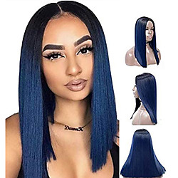 Nature Color Dark Root Ombre Pastel Blue Heat Resistant Fiber Hair Long Nature Wave Light Blue Synthetic Full Wigs Lightinthebox