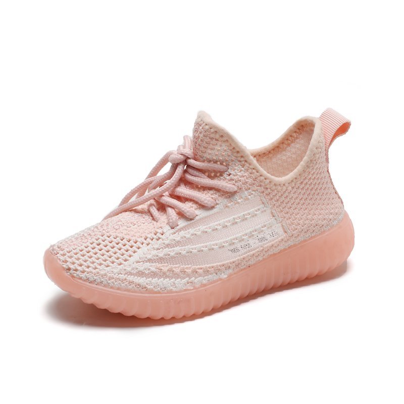 Toddler / Kids Breathable Knitted Striped Lace-up Sneakers