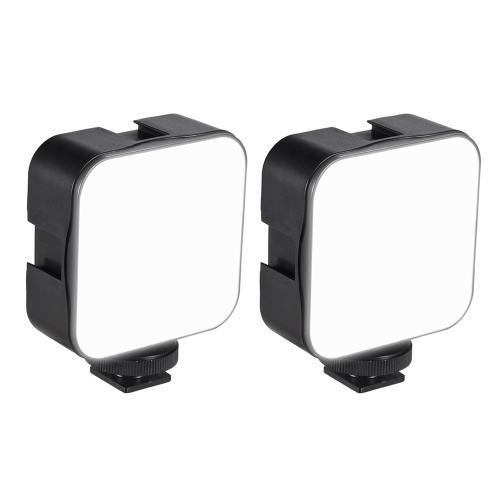 docooler Mini LED Videolicht Fotografie Einfülllampe 6500K Dimmbar 5W mit Cold Shoe Mount Adapter Kompatibel mit Canon Nikon Sony DSLR Kamera, Packung mit 2 Stück