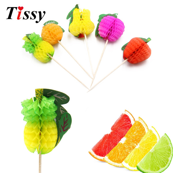 20pcs diy paper 3d fruit cake er picks drink cup decorations summer/birthday/wedding party decoration baby shower supplies