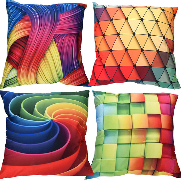 4pcs fashion pillow case colorful print pillow cover home chair sofa car polyester cushion cover home decor soft covers
