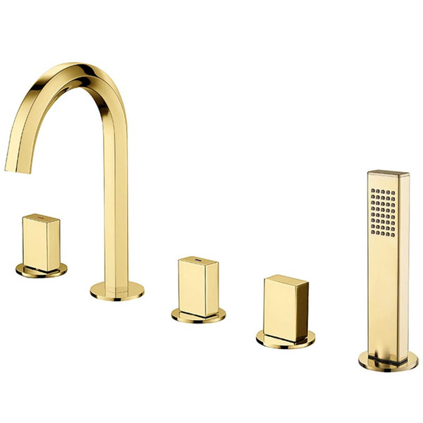 rose gold/gold/black brass bathroom shower faucet set bathtub deck mounted cold water mixer w/hand shower bath shower faucet