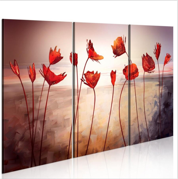 ( no frame ) canvas print modern abstract red poppie poster home wall decor painting canvas printing art hd print painting