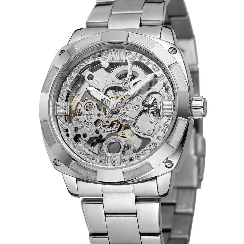 Montres mécaniques à remontage automatique de luxe squelette des hommes FORSINING