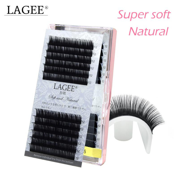 lagee high-quality faux mink individual eyelash extensions j b c d curl dark black fake false eyelashes 12 lines soft natural