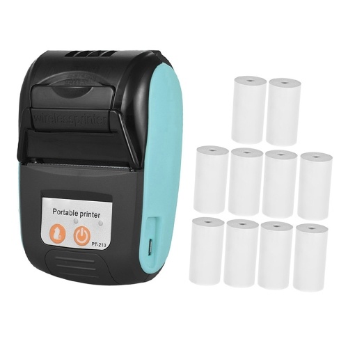 GOOJPRT PT-210 Imprimante thermique portative avec 10 rouleaux de papier