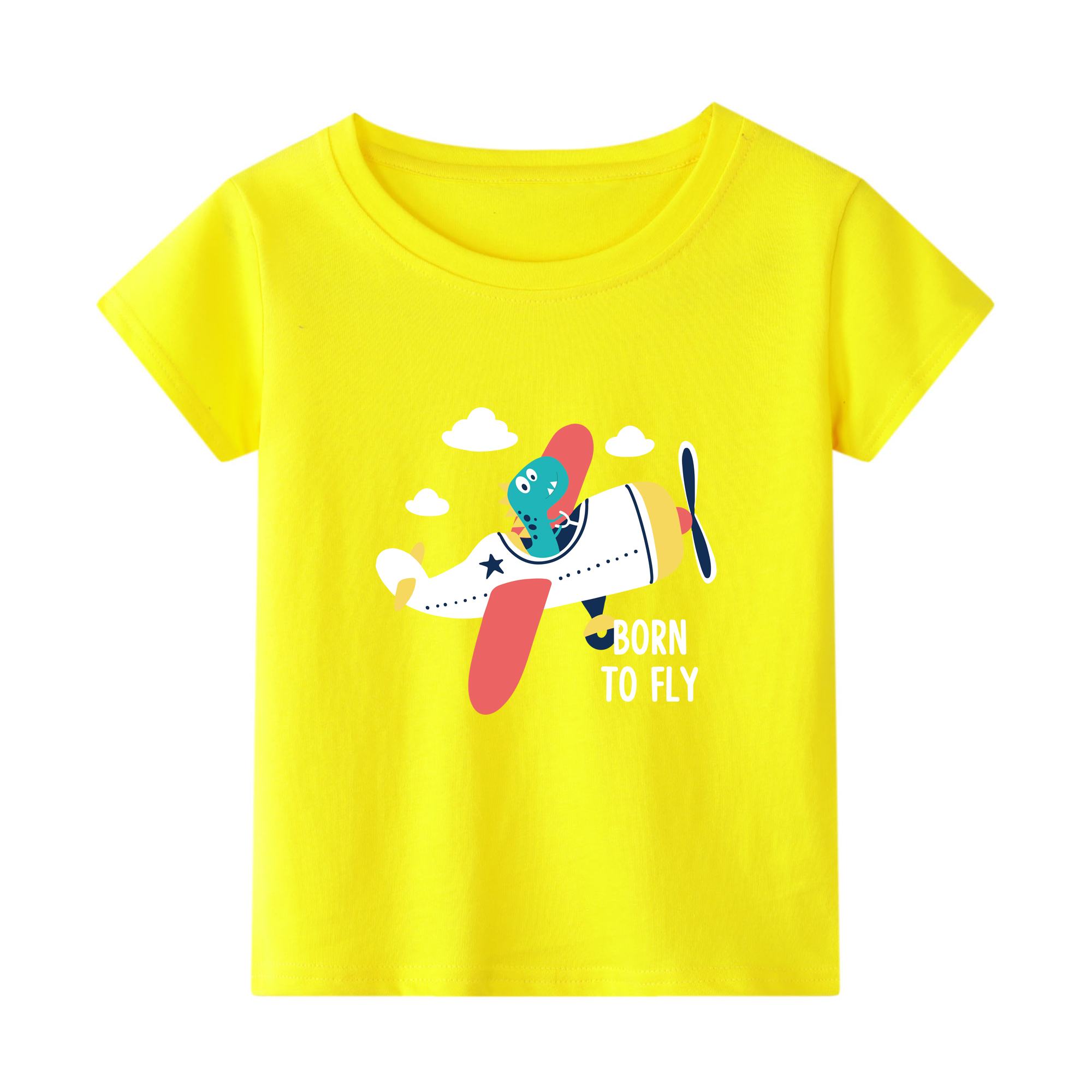 Fashionable Dinosaur Aircraft Print BORN TO FLY Tee