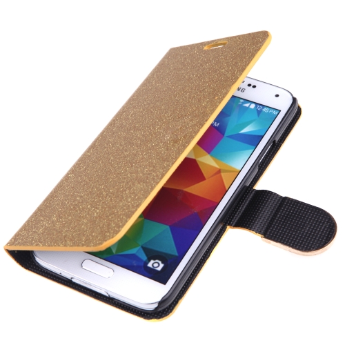Magnétique portefeuille Flip cuir Stand Housse étui avec porte-cartes pour Samsung Galaxy S5 i9600 Golden