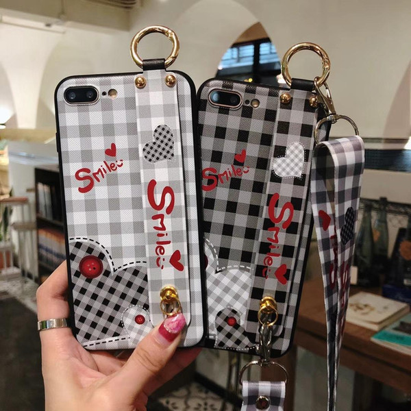 new luxury designer wrist strap hand case for iphone 11 pro xs xr xs max silicone love case for iphone x 8 7 plus stand coque lanyard