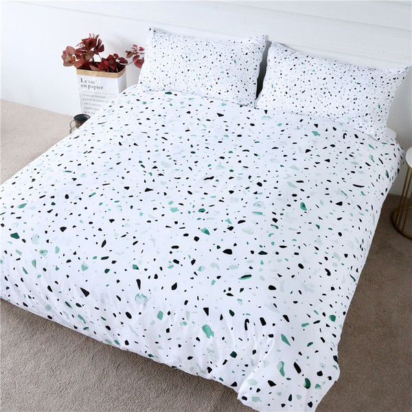 hm life bedding sets green stones printed comforter cover rock terrazzo bed cover black white marble 3-piece bedclothes