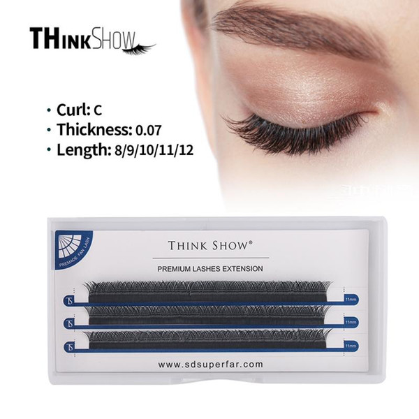 thinkshow all size y shape eyelashes extensions 100% handmade nature black yy eyelash extensions makeup tool.