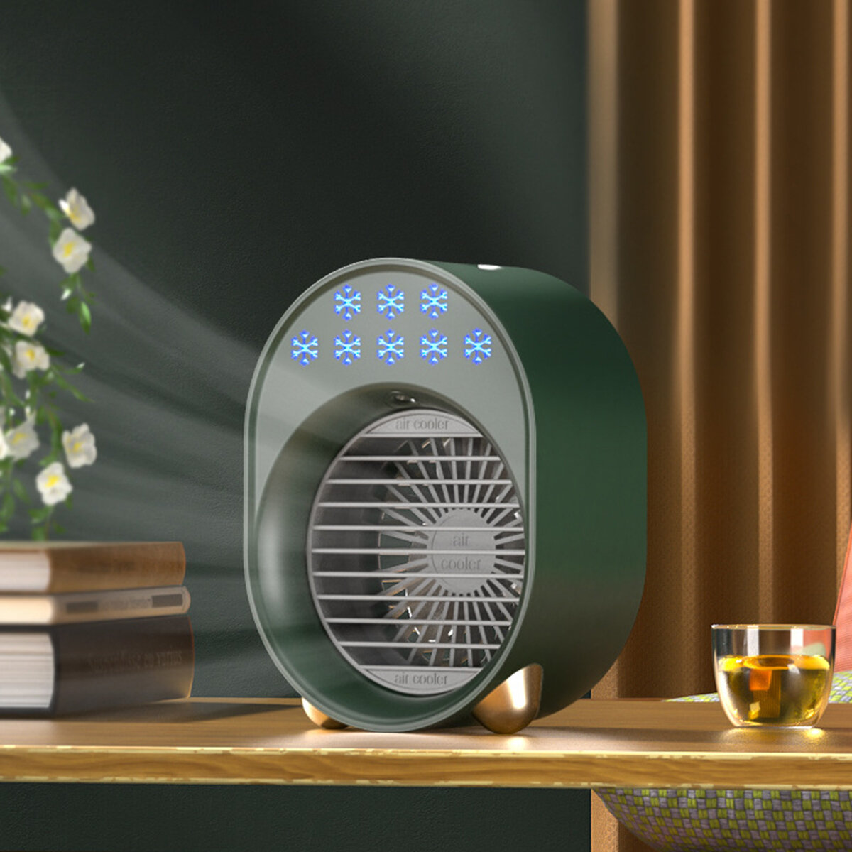 Bakeey 3-Gang Mini-Wasserkühlventilator Sprühbefeuchtung Tragbar Colorful Nachtlicht Luftkühler Tischventilator