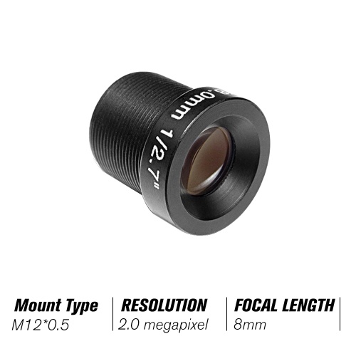 HD 2.0 Mégapixel 2MP 8mm M12 CCTV Conseil Objectif Caméra IP F2.0 Iris Fixe M12 * P0.5 1 / 2.7 "Format Image 25 ° Angle de Visionnement