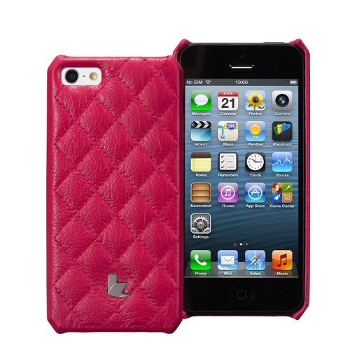 Jisoncase Matelasse d'étui en cuir véritable pour iPhone 5