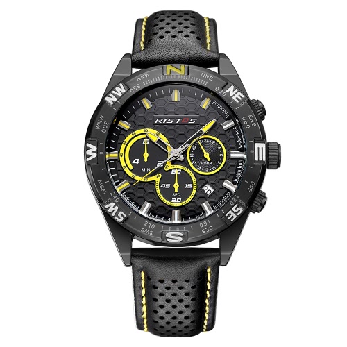 RISTOS 3ATM Water-resistant Sport Watch Men Quartz Watches Male Wristwatch Calendar