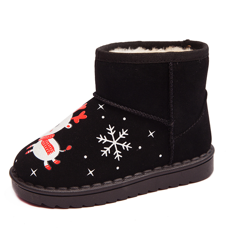 Toddler / Kid Christmas Elk Snowflake Pattern Fluff Snow Boots