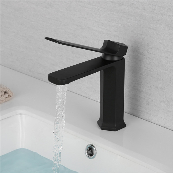 new matte black hexagon bathroom sink mixer brass faucet washbasin deck mounted & cold water mixer tap