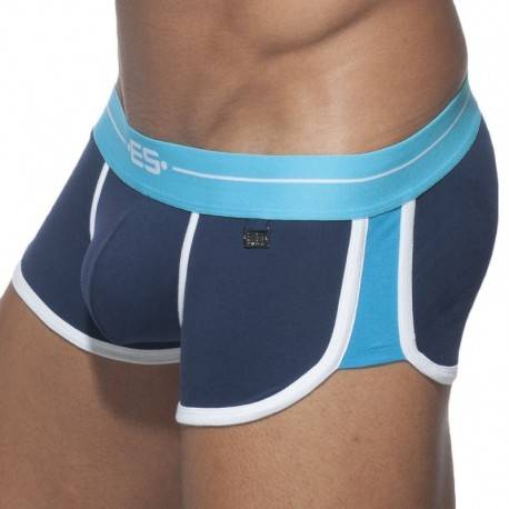 ES Collection Rocky Double Side Cotton Trunks - Navy Blue - Turquoise S