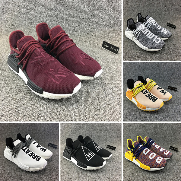 hu tr human race friends and family running shoes nobel ink breath walk core black solar pack pharrell williams men women sports sneakers
