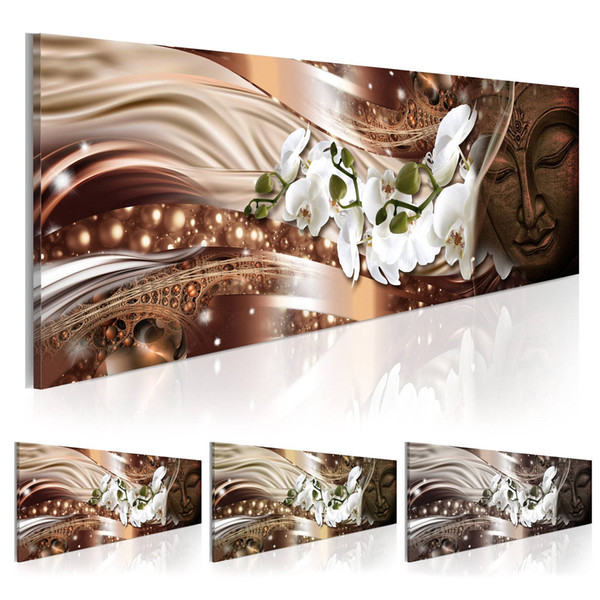 ( no frame ) orchid flower buddha canvas print modern abstract zen art painting home decoration, choose color & size