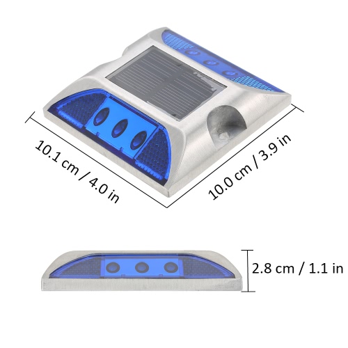 2W 6 LED Solar Powered Driveway Lamp Light Control Good Bearing Capacity IP68 Waterproof Road Warning Lamp for Street Avenue Highway Parking Lot Trafficway Path Red