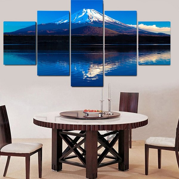 5pcs/set Unframed Fuji Japanese Mountain Print painting On Canvas Wall Art Picture For Home and Living Room Decor